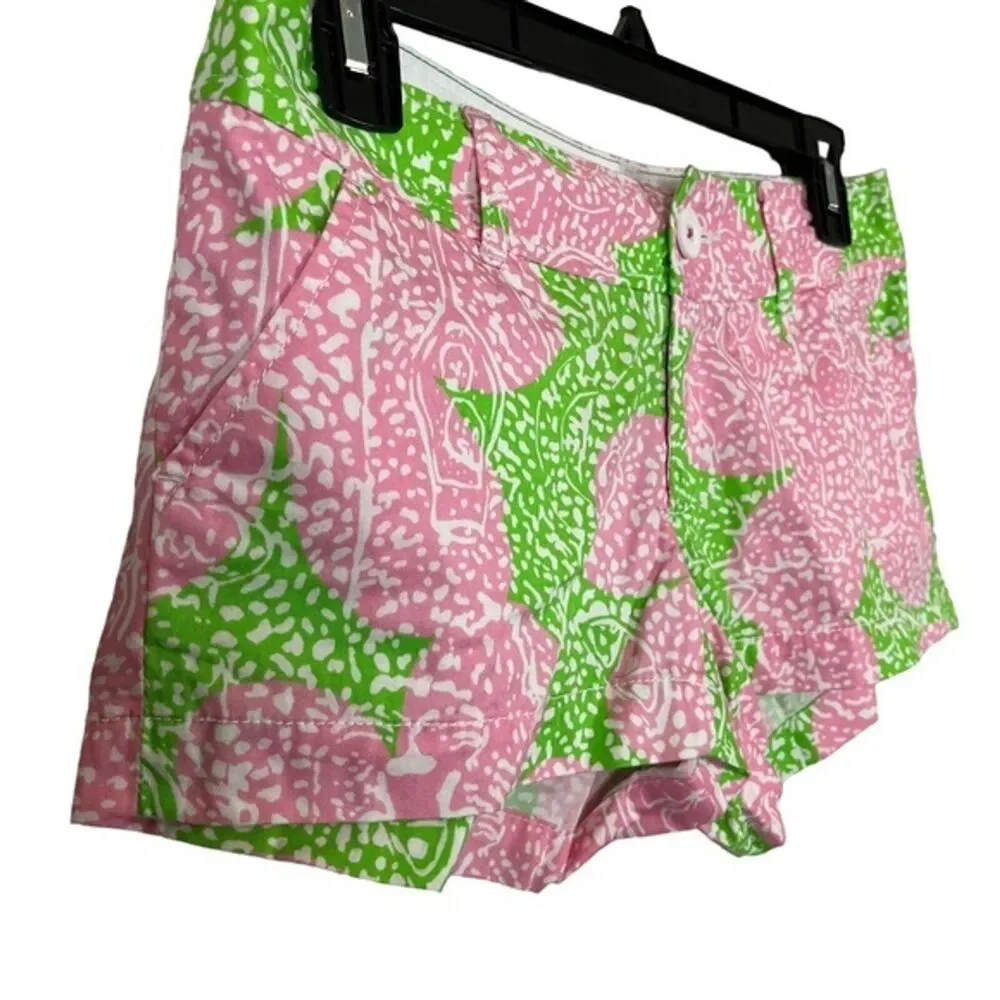 LILLY PULITZER Pink Green THE WALSH SHORT 100% Cotton Fruit Print Shorts sz 00